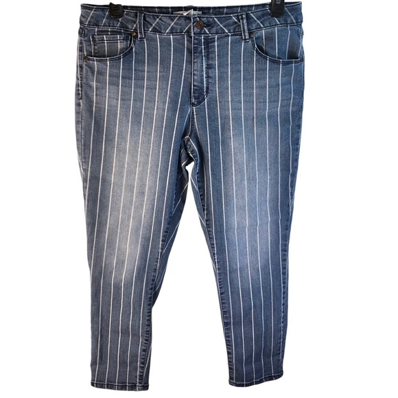 Artisan Ny Denim - Artisan NY Sz 16 Striped Jeans Cropped 10.5” High Rise Casual Classic Preppy